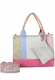 Fritzi Izzy09 Limited Multi Shopper Baumwollmix Damen Handtasche großer Alltagsshopper Festival Taschen-Anhänger Webbing-Gurt tote bag canvas bag 21 x 26 x 9 cm, Bunt