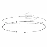 2 Stück Silber Bauchkette für Damen Geschichtete Bauchkette Hüftkette Sexy Body Chain Silber Perlen Bauch Kette Verstellbare Sexy Bikini Taillenkette Sommer Taillenschmuck für Frauen Mädchen