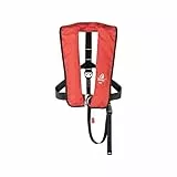 12skipper Automatik Rettungsweste 300N mit Harness, ISO 12402-2, Lifebelt/D-Ring, UML-Auslöser, 60g CO₂ Patrone, Schrittgurt, Erwachsene 40+ kg, rot