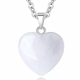 XIANNVXI Kristalle Bergkristall Kette Liebe Herz Bergkristall Anhänger Halskette Damen Silber Heilung Kristall Heilstein Edelsteine Reiki Schmuck Valentinstag Geschenke