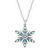 Disney Die Eiskönigin Elsa Schneeflocke Halskette aus 925er Sterlingsilber mit blauen Zirkonia und Emaille, Länge 40cm +3 cm, Verstellbar, Fertig zum Verschenken, Offizieller Disney Schmuck