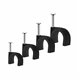 Kabelschelle Nagelschellen, 400 stück Kabelhalter Mit Eingestecktem Nagel Halterungen Kabelbefestigung Für Starkstromkabel 4 Schwarz Größen 4 mm, 6 mm, 8 mm, 10 mm Steckdosenleiste Haftclips
