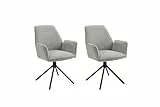 byLIVING Esszimmerstuhl Blair / 2er Set/Webstoff grau/Gestell Metall schwarz/Sitzschale 360° drehbar/Küchenstuhl/Wohnzimmerstuhl/B 57, H 89, T 61 cm