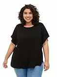 Zizzi Große Größen Damen Kurzarm Bluse mit Rundhals Gr Gr L Black - Plus Size Damen Kleidung