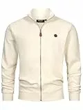 Indicode Herren INGuadalupe Cardigan Strickjacke aus Baumwolle | Sweater mit RIPP-Bündchen Pullover für Männer White Asparagus, S