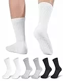 FORVEVO Sportsocken Damen 39-42 Baumwolle,Socken Herren Gepolstert,Atmungsaktiv Tennissocken,Crew Laufsocken Schwarz Weiß 6 Paar