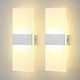 Lightsjoy 2x 12W LED Wandlamp Innen Moderne Wandleuchte up and down Innenbeleuchtung Flur Belechtung für Schlafzimmer Korridor Wohnzimmer Treppe usw Warmweiß