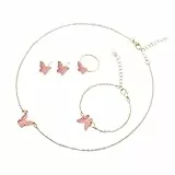 Zuoeay Schmuckschmuck Set Girls Halskette Mode Anhänger Halskette Einstellbar Mit Armband Armreifen Ringen Ohrringe Stylische Frauenzubehör Für Frauen