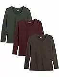 Berydale Damen Bd159 Langarmshirt, Graubraun, Dunkelgrün, Burgunder, XL EU