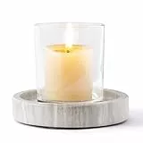 WORHE Kerzenhalter aus Italien, hochwertiger natürlicher Marmor, Kerzenhalter für Glas, Stumpenkerzen, groß, rund, Untersetzer, Teller, Schmucktablett, Mittelstück für Hochzeit, Esstisch
