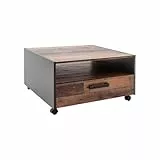trendteam smart living - Universal - Couchtisch - Alteiche/Matera - Sofatisch auf Rollen mit 1 offenem Fach und 1 Schublade - (BxHxT) 70 x 41 x 70 cm - Wohnzimmertisch auf Rollen