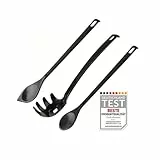 Fackelmann Nero Küchenhelfer-Set | Spitzlöffel 30 cm, Kochlöffel rund 31 cm & Spaghettilöffel 30 cm | hitzebeständig & spülmaschinengeeignet | für beschichtetes Kochgeschirr | Made in Germany