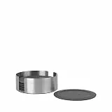 blomus -LARETO- Set aus 6 Silikon-Untersetzern, dunkler Grauton, inkl. Edelstahlhalter, Farbe Magnet (64062)