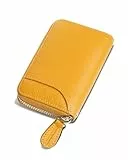 GADIEMKENSD Kreditkartenetui Kartenetui Damen RFID Schutz Leder Portemonnaie Karten Etui Herren Kreditkartenhülle Bankkarten Schutzhülle 14 Fächer Kartenetui Reißverschlussetui Geldbörse Gelb