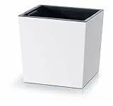 Prosperplast 2in1 Blumentopf mit Innenkübel Übertopf Pflanzentopf Kräutertopf Pflanzkübel Kunststoff Quadratisch 24 cm x 24 cm x 23,5 cm (Weiß)