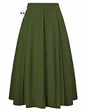 Kate Kasin Langer lässiger Strickrock für Damen hoher Taille einfarbig mit Taschen Armeegrün XL