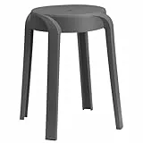 Spetebo Kunststoff Sitzhocker 46x30 cm belastbar bis 120 kg - grau - Mehrzweck Stapelhocker rutschfest rund - Tritthocker Küchenhocker Stapelstuhl Stuhl ohne Lehne Hocker für Bad Wohnzimmer Küche