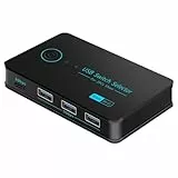 Kznifmk Neuer KVM-Switch USB 3.0 mit Hotkeys für PC-Tastatur, Maus, Drucker, 2 PCs, teilbar mit 4 Geräten, geteilter Controller 5 Gbit/s