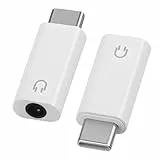 2 Stück USB C auf 3,5mm Audio Adapter, Typ C zu AUX Kopfhöreranschluss für iPhone 15/16 Samsung Galaxy S24/S23 Huawei iPad, Adapter USB C auf Klinke Kompakt und Tragbar, Typ C Audio Konverter Weiß
