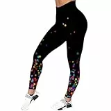 Neon Leggings für Damen Strumpfhose Bunte Print Sanft Hohe Taille Lang 80er Jahre Karneval Party Damen Mädchen Leggins Leggings 60 den Karneval Yoga Psychedelische Strumpfhose Disco schwarz neon