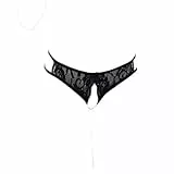 KHUFUZI Frauen sexy Unterwäsche Unterwäsche Spitze Tangas Höschen Niedliche G-Strings Kurzes Geschenk für Freundin (Schwarz)