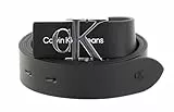 CK Jeans Damen Gürtel Monogram Hardware 3.0 cm Ledergürtel, Schwarz (Black), 85 cm