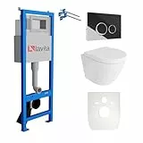 Lavita LAV 101 Vorwandelement für WC 40cm + Wand Hänge Tiefspül WC SOGO Weiß Spülrandlos + Bedienplatte LAV 200.4.2 Verchromt + WC Sitz mit Absenkautomatik Komplettset Unterputz Spülkasten WC