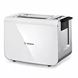 Bosch Toaster Styline TAT8611N, integrierter Brötchenaufsatz, Liftfunktion, Auftaufunktion, Abschaltautomatik, Brotzentrierung, 800 W, Edelstahl/weiß