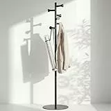 nidoshu Garderobenständer schwarz aus Metall, Kleiderständer klein, keine sichtbaren Schrauben, stabil und platzsparend, minimalistisches Design, Flurgarderobe für kleine Räume (SCHWARZ MATT)