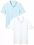 Amazon Essentials Jungen Kurzärmlige Piqué-Poloshirts Für Schuluniformen, 2er-Pack, Weiß/Hellblau, 4 Jahre