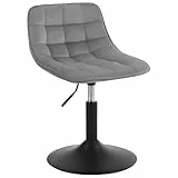WOLTU Schminktisch Stuhl Hocker für Schminktisch, Schlafzimmer & Esszimmer - Höhenverstellbar, 360° Drehbar mit Rückenlehne, aus Bequemer Samt, Hellgrau, BH300hgr-1