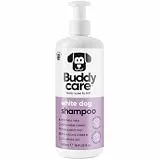 Hundeshampoo Weißes Fell von Buddycare - Aufhellendes und Aufhellendes Shampoo für Hunde - Tiefenreinigung, frisch duftend - Shampoo für weiße Hunde Mit Aloe Vera und Pro-Vitamin B5 (500ml)