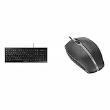 CHERRY Stream Keyboard, Deutsches Layout, QWERTZ, schwarz & GENTIX Corded Optical Mouse, kabelgebundene Maus mit 3 Tasten und hochauflösenden optischem 1000 DPI Sensor, schwarz