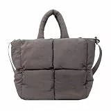HAWILL Gesteppte Tasche Große Puffer Bag Damen Umhängetasche Stepptasche Bag Leicht Hobo Down Hobo Bag Handtasche Damen Shopper Tragetasche Gross Frauen (Grau)