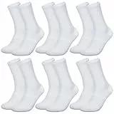 Firtink 6 Paare Weiß Tennissocken Socken Herren Damen 39-44 Unisex Crew Socks Baumwolle Atmungsaktive Sportsocken Lange weiß Socken