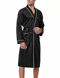 Bresdk Morgenmantel Herren Satin Kimono Robe Lang Leichter Bademantel für Männer