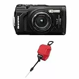 OM SYSTEM Tough TG-7 Schwarz Digitalkamera, Wasserdicht bis 15m, Stoßfest bis 2,1m, 4K Video, Unterwasser- und Makro-Modi, Inkl. OM SYSTEM CHS-09 Schwimmende Handschlaufe