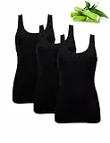 Basic Treasure 3er-Pack Unterhemden Damen, Spaghettiträger Top Damen, Premium Bambus Unterhemd Damen, Luftiges und dünnes (DE/NL/SE/PL, Alphanumerisch, XL, Regular, Regular, Schwarz | Tank Top)