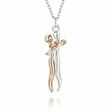 HMOOY Umarmung Halskette, Liebevolles Kuscheln Anhänger Halskette Persönlichkeit Paar für Sie und Ihn Verstellbare Mode Valentinstag Damen Herren (Silber-Roségold)
