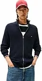 Tommy Hilfiger Herren Pullover mit Reißverschluss Rib Zip Through mit Stehkragen, Blau (Desert Sky), XL