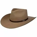 Stetson Evansville Wool Westernhut Wollhut Wollfilzhut Rodeohut Cowboyhut Herren - mit Lederband Herbst-Winter Herbst Winter - L (58-59 cm) braun