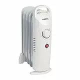 Perel Ölradiator 700 W, 7 Rippen, Elektroheizung, tragbarer Heizlüfter, elektrischer Raumheizer, Zusatzheizung, mobiler Ölheizer, Thermostat, energiesparender Heizkörper max. 15 m², weiß