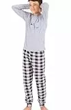 LOREZA ® Jungen Pyjama Baumwolle Set Zweiteiliger Schlafanzug (128-134 (8-9 Jahre), Grau)