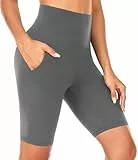 FuelMeFoot Radlerhose Damen mit Taschen High Waist Shorts Sporthose Kurze Blickdicht Sommer für Biker Gym Fitness Joggen Pilates. 05-Dunkel grau S/M