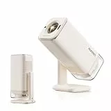 Aurzen Boom Air Mini Beamer mit Google TV&NetfIix, 4K Unterstützt, Aufladbar via USB-C, Smart Projektor - Dolby Audio, Beamer Outdoor mit WiFi & Bluetooth, TOF Autofokus, Drehbarer Ständer, Cremeweiß