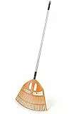 Gartenrechen Rechen Fächerbesen Alustiel Laubbesen Harke 195cm Landschaftsbesen Laubrechen Laubfeger (Orange)