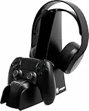 snakebyte PS5 Controller & Headset Ladestation - lädt PlayStation 5 DualSense Controller und Wireless Headsets, Ultra-Schnelladung, LED Ladestatus-Anzeige, TÜV Süd-geprüft, 5 Jahre Garantie