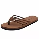 Harssidanzar Damen Flip Flops Zehentrenner Sommer Strand String Sandalen Leicht mit Arch Support KL221EU,Braun,Größe 37