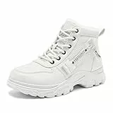 Yeeteepot Winterschuhe Damen Warm Gefütterte Winterstiefel Winter Freizeitstiefel Rutschfeste Stiefeletten Kurzschaft Stiefel Outdoor Schneestiefel Weiß 38 EU = 39 CN