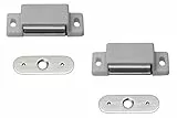 Metafranc Magnetschnäpper Aluminiumlook, 2 Stück - 3 kg Haltekraft - Feste Gegenplatte - Einfache Montage - Geeignet für Möbeltüren & Klappen / Türverschluss / Haltemagnet / Möbelschnäpper / 361006
